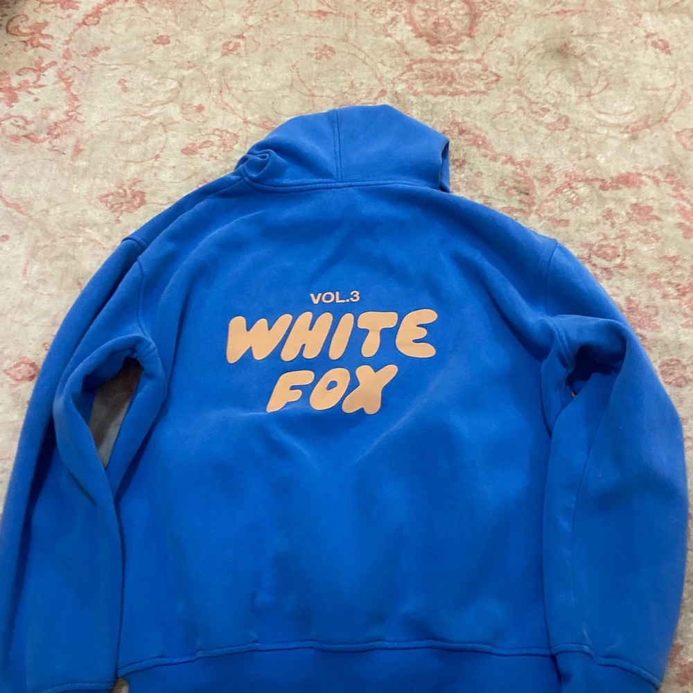 Blue Hoodie with White Fox Print